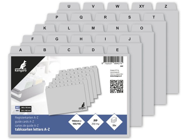 Tabkaart Kangaro AZ PP 250 micron grijs 148x100/110mm