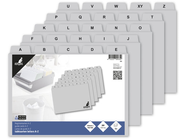 Tabkaart Kangaro AZ PP 250 micron grijs 210x150/160mm