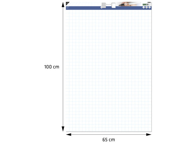 Flipoverpapier Kangaro blanco / ruit 65x100cm micro perforatie 50 vel opgerold in verzenddoos