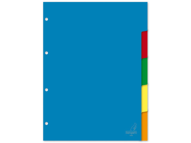 Tabblad Kangaro A4 blanco PP 120 micron assorti 4-gaats 5-delig