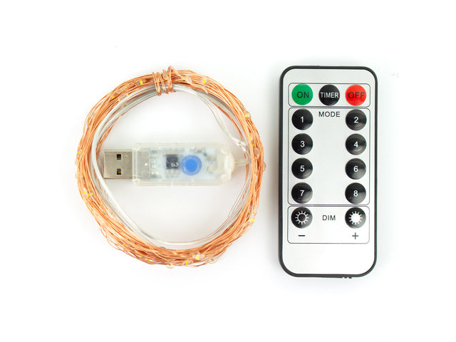 Lichtslinger Clauss LED 100 Led's 10m met USB aansluiting 5 volt met afstandsbediening