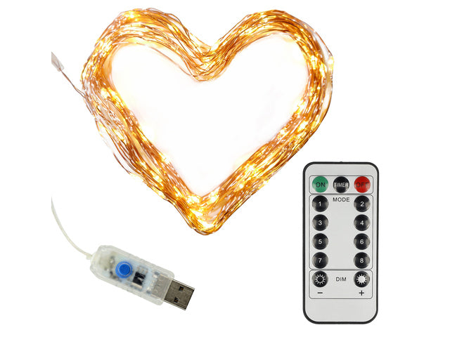 Lichtslinger Clauss LED 100 Led's 10m met USB aansluiting 5 volt met afstandsbediening