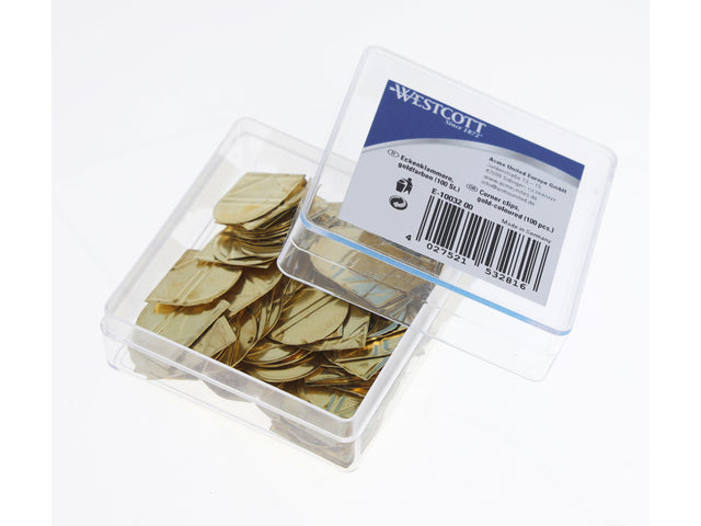 Hoekclips Westcott Aluminium goud kunststof doos 100 stuks
