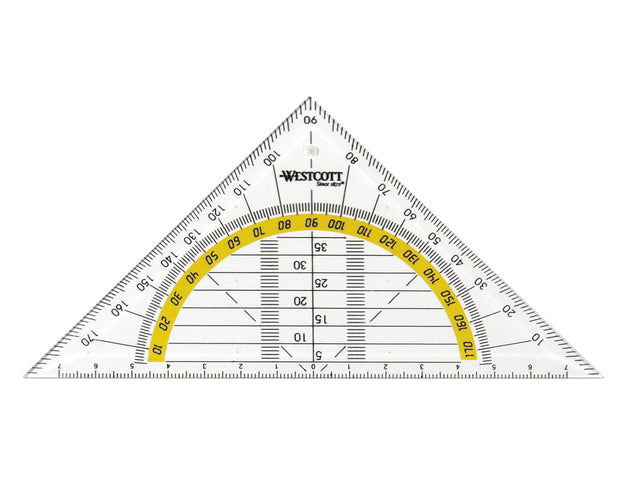 Geodriehoek Westcott 14 cm in zakje met kopkaart