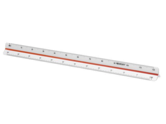 Schaalstok Westcott 30cm 1:100/200/250/300/400/500