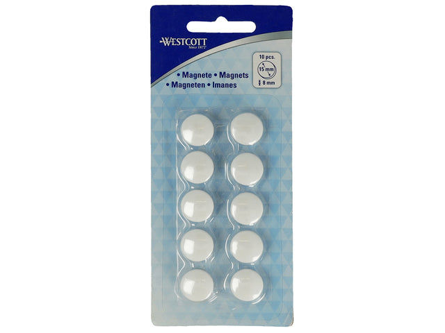 Magneet Westcott wit pak à 10st. Ø 15x8mm, 100g