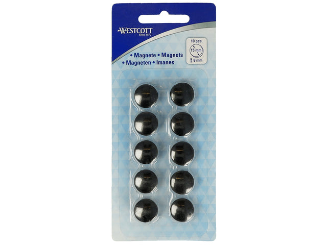 Magneet Westcott zwart pak à 10st. Ø 15x8mm, 100g