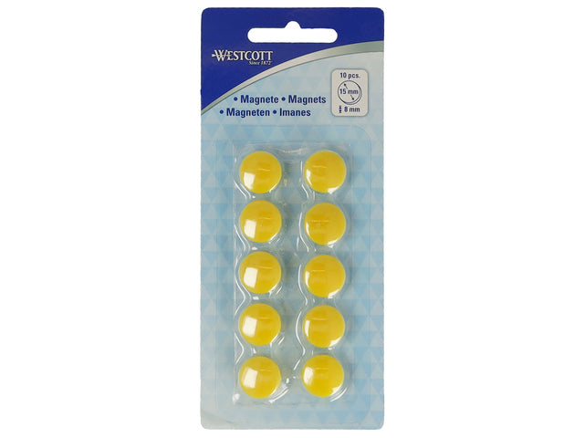 Magneet Westcott geel pak à 10st. Ø 15x8mm, 100g