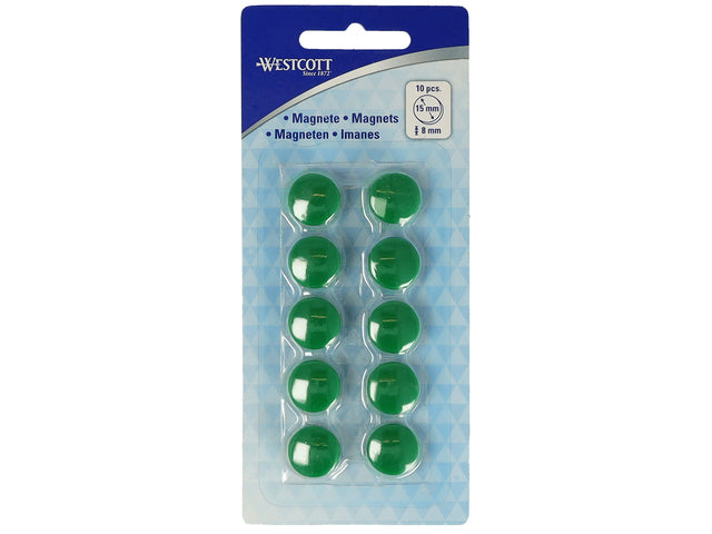 Magneet Westcott groen pak à 10st. Ø 15x8mm, 100g