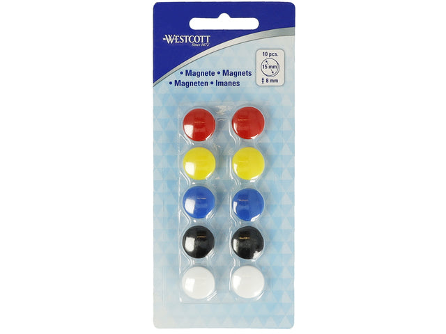 Magneet Westcott assortiment pak à 10st. Ø 15x8mm, 100g