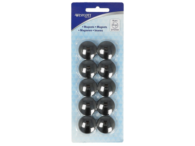 Magneet Westcott zwart pak à 10st. Ø 25x11,8mm, 300g
