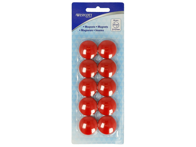 Magneet Westcott rood pak à 10st. Ø 25x11,8mm, 300g