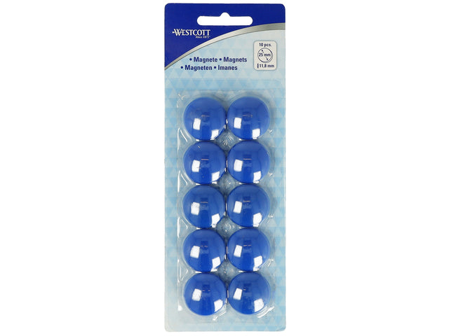 Magneet Westcott blauw pak à 10st. Ø 25x11,8mm, 300g