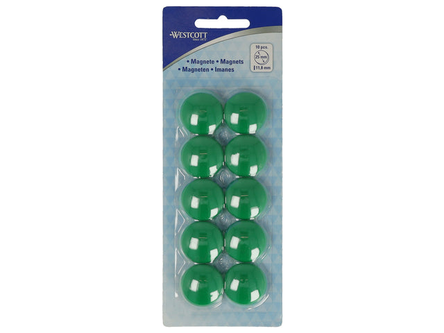 Magneet Westcott groen pak à 10st. Ø 25x11,8mm, 300g