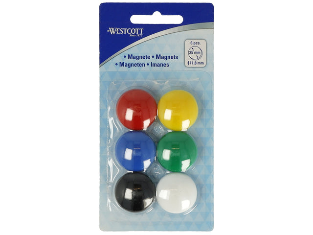 Magneet Westcott assortiment pak à 6st. Ø 25x11,8mm, 300g