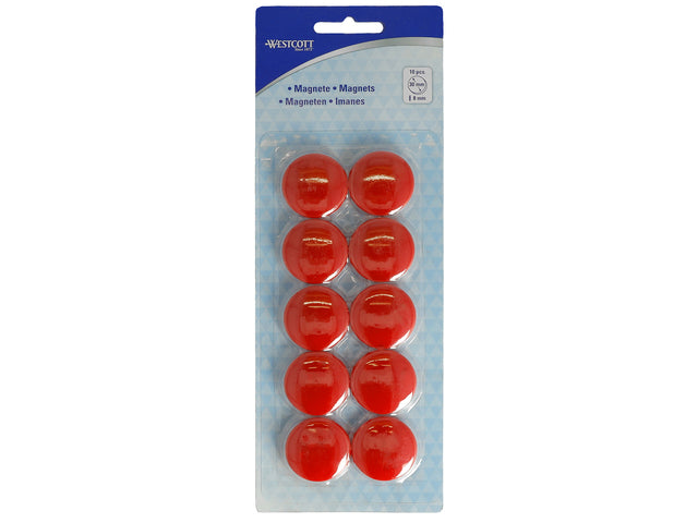 Magneet Westcott rood pak à 10st. Ø 30x8mm, 900g