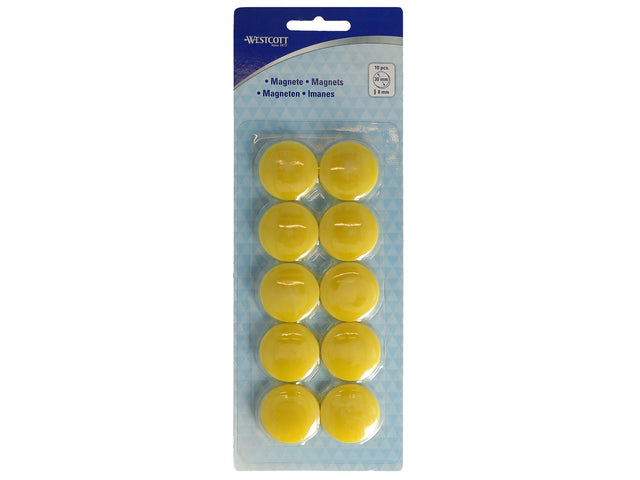 Magneet Westcott geel pak à 10st. Ø 30x8mm, 900g