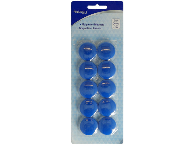 Magneet Westcott blauw pak à 10st. Ø 30x8mm, 900g