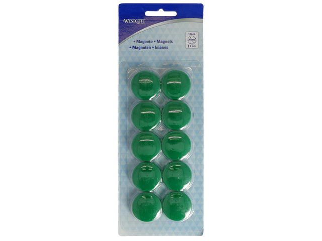 Magneet Westcott groen pak à 10st. Ø 30x8mm, 900g