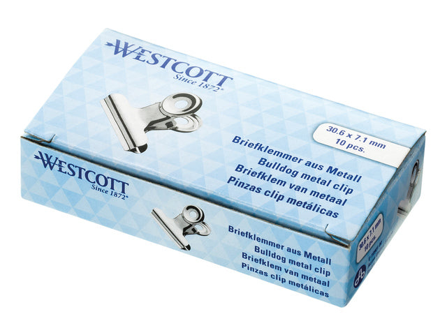 Bulldog klem Westcott 21,5x5,6mm metaal zilver 10st.