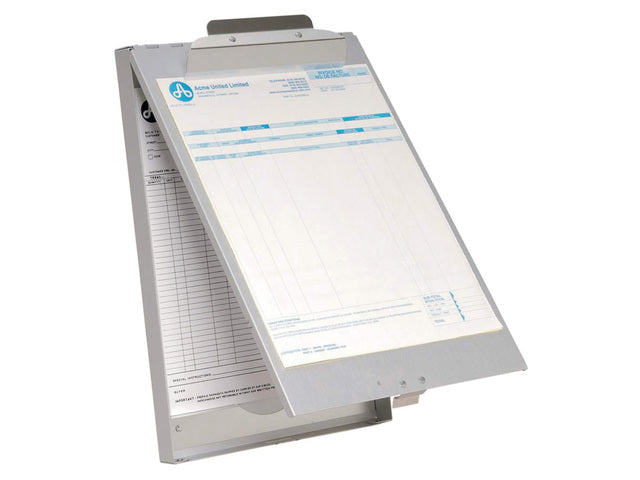 Klembord Westcott met opbergvak aluminium A4 (9"x 12") open