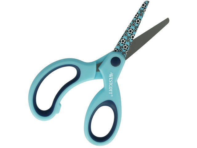 Schaar Westcott Kids 13cm softgrip ronde punt blauw