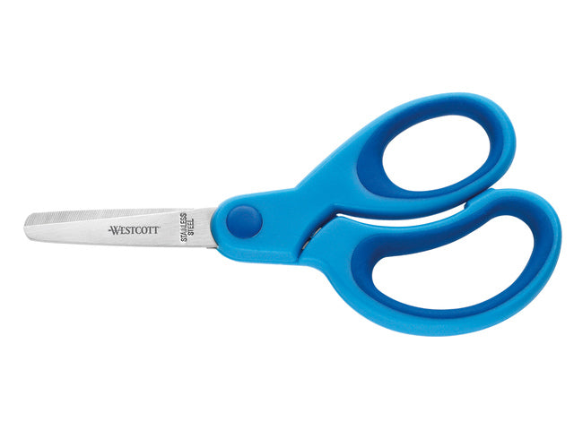 Schaar Westcott Kids 13cm soft grip ronde punt blauw