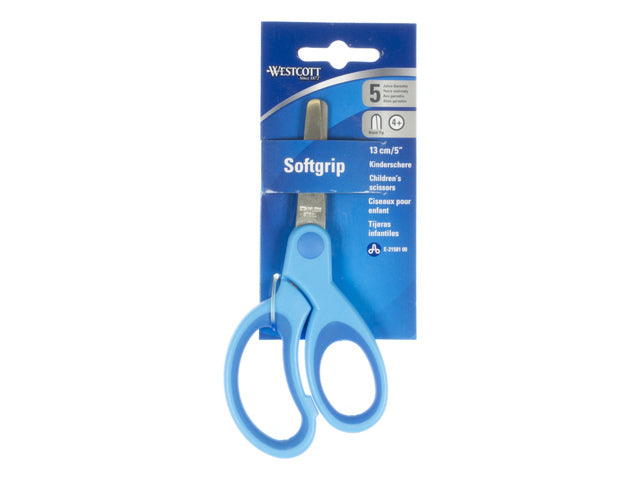 Schaar Westcott Kids 13cm soft grip ronde punt blauw