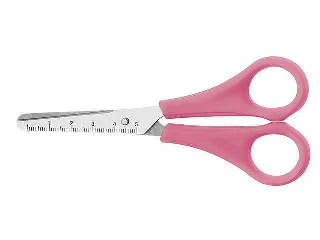 Schaar Westcott Kids 13cm RH kunstst. ronde punt roze in zak