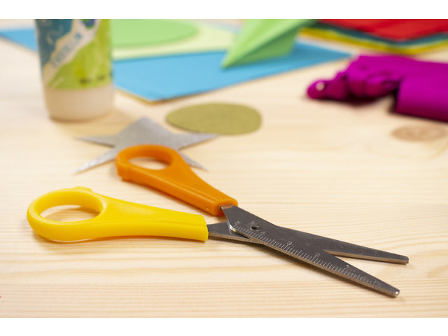 Schaar Westcott Kids 13cm spitse punt linkshandig geel/oranje