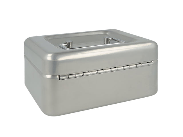 Geldkist Westcott 152x120x79mm zilver, kunststof inzet met 6 vakken