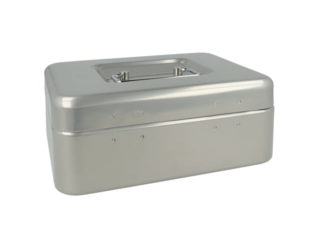 Geldkist Westcott 200x161x90mm zilver, kunststof inzet met 3 vakken