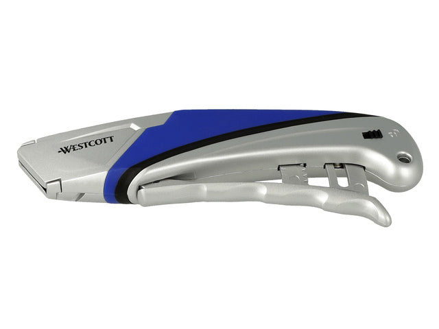 Snijmes Westcott Safety 18mm met tanggreep en blad vol autom intrekbaar