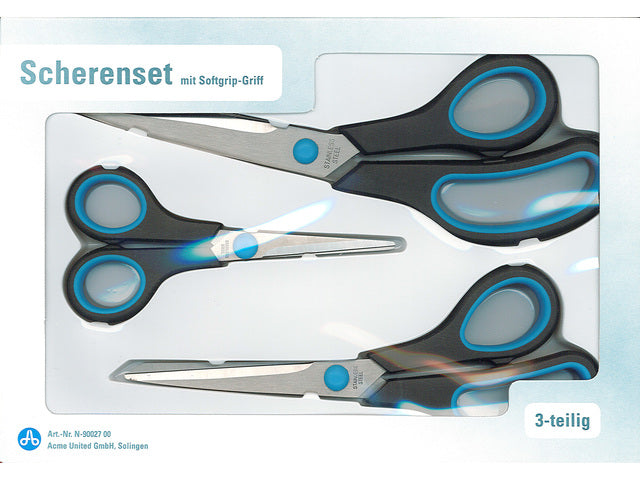 Scharenset Westcott 14/20,1/24,8cm Easy grip RVS 3-delig