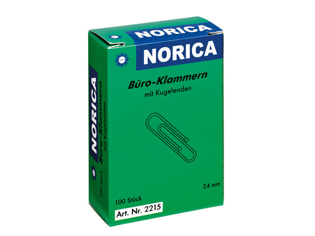 Paperclips Norica 24mm verzinkt met kogeleind doos a 100 stuks
