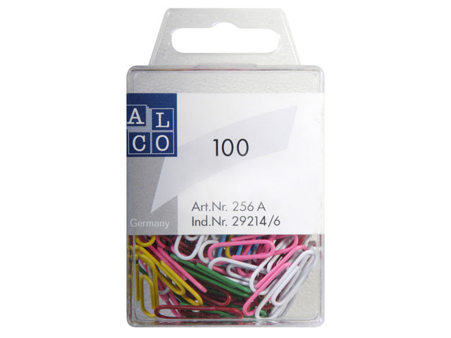 Paperclips Alco 26mm ronde doos a 100 stuks assorti kleuren