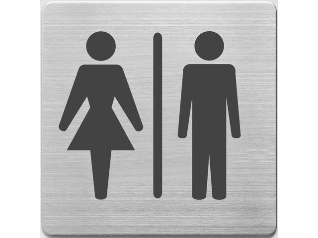 Pictogram Alco RVS 90x90x1mm - WC dames en heren -