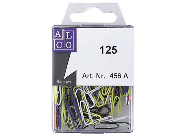 Paperclips Alco 26mm rechthoekig assorti kleuren 125 stuks in doos