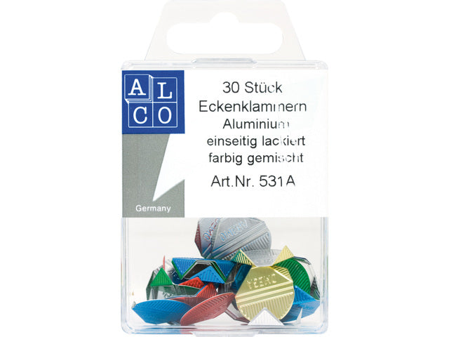 Hoekclips Alco aluminium assorti doos 30 stuks
