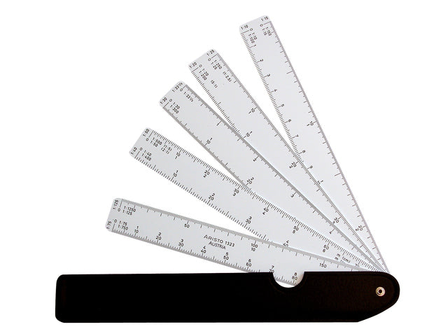 Waaierliniaal Aristo schaal 1:10:15:20:25:30:33 1/3 :40:50:75:125