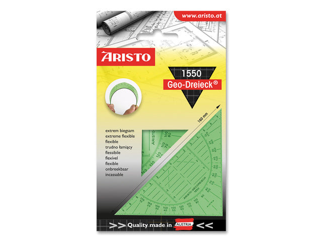 Geodriehoek Aristo 14 cm flexibel groen