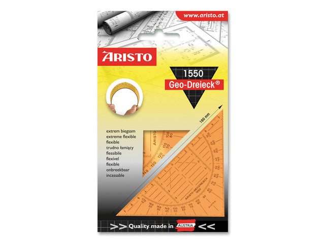 Geodriehoek Aristo 14 cm flexibel oranje