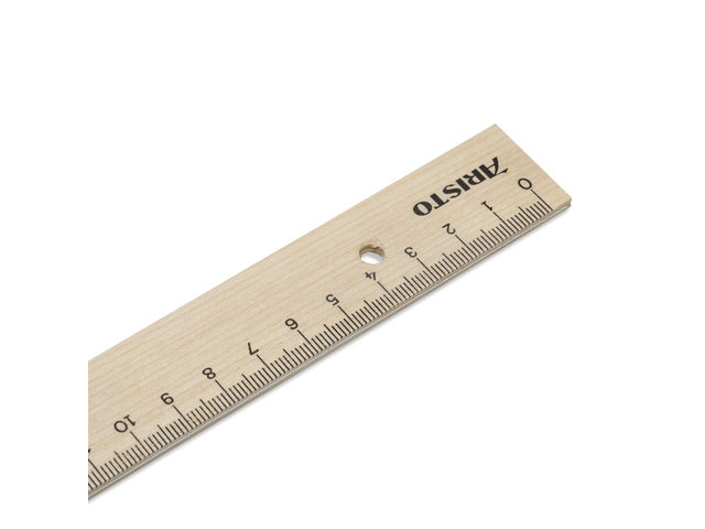 Liniaal Aristo 17cm hout met metaalinleg