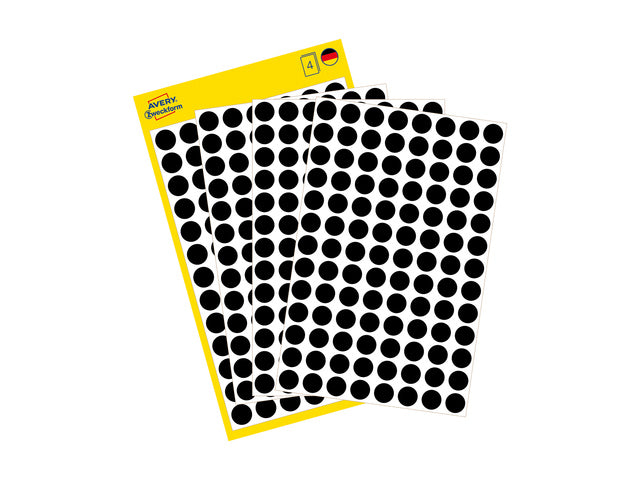 etiket Zweckform 8mm rond 4 vel a 104 etiketjes zwart