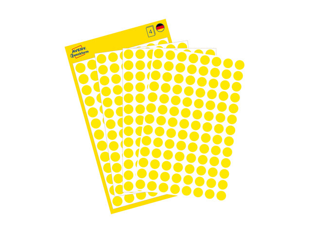 etiket Zweckform 8mm rond 4 vel a 104 etiketjes geel
