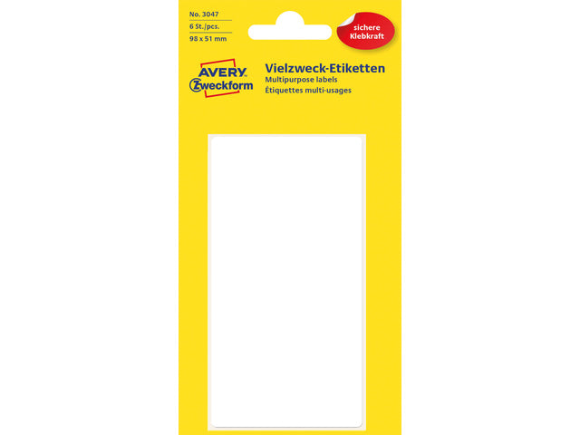Etiket Zweckform 98x51mm met blister en 6 etiketjes