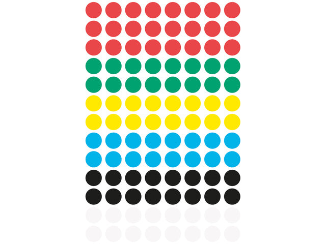 Etiket Zweckform 8mm ronde blister a 416 etiketjes assorti