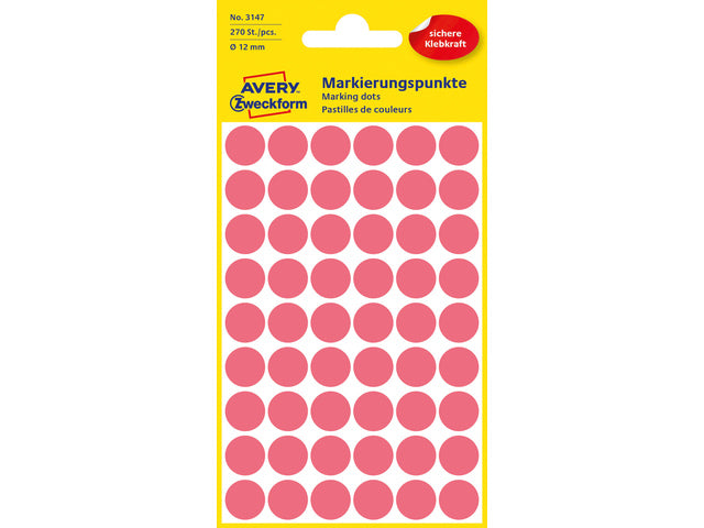 Etiketten-Zweckform, 12 mm, rund, 5 Streifen, 54 Etiketten, transparent