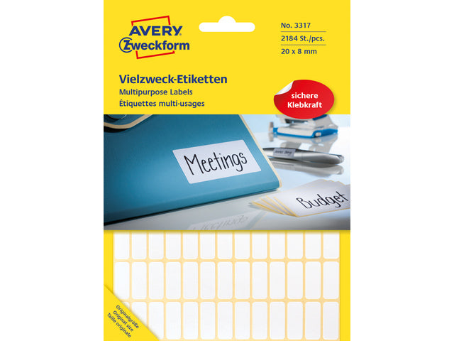 Etiket Zweckform 20x8mm met pakje a 2184 etiketjes