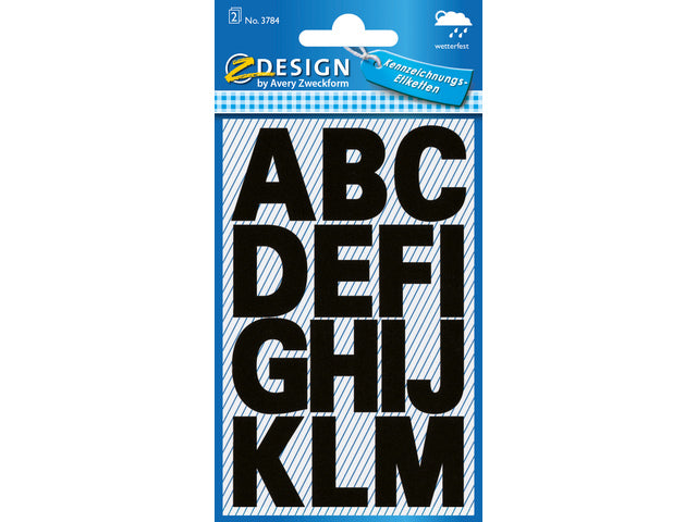 Buchstabenaufkleber Z-Design Home, 2 Stück, wasserabweisend, schwarz